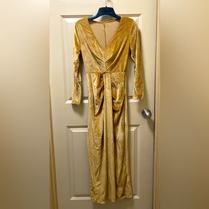 Antique gold long velvet dress size S